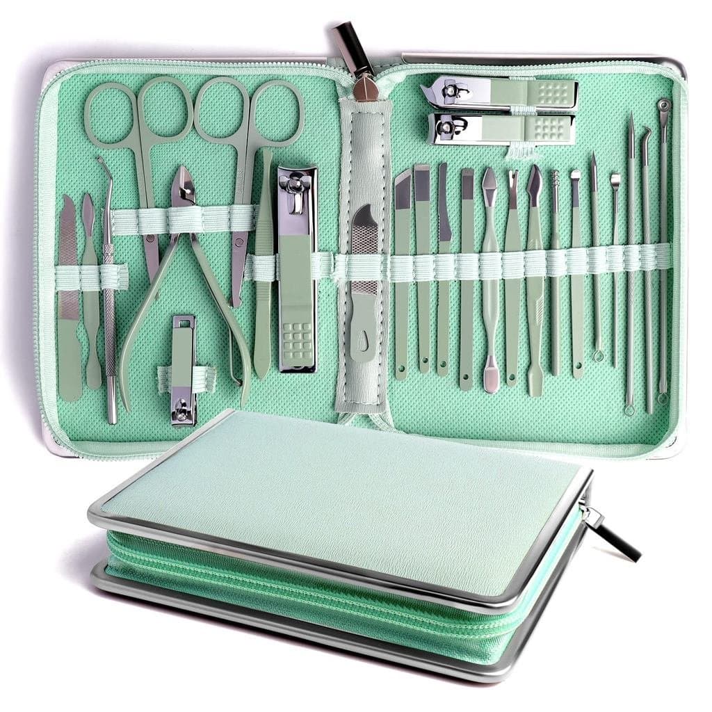 Conjunto de Manicure e Pedicure Profissional, Kit de Manicure e Pedicure, Conjunto de 26 Peças de Cortadores de Unhas em