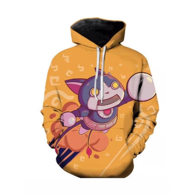 Moletom masculino oversized com estampa de anime digital, estilo japonês, com capuz.