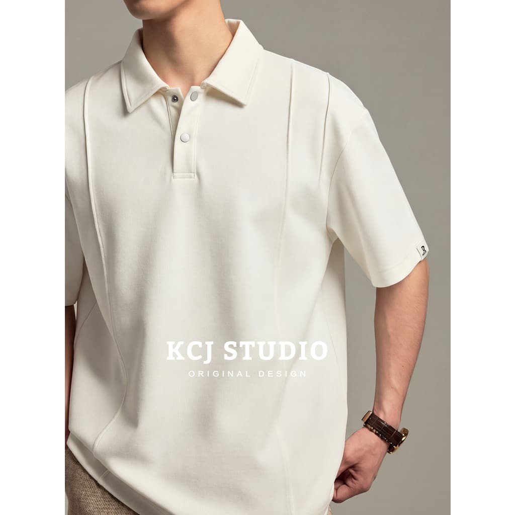 EDOT corte tridimensional de algodão penteado de alta contagem sensação legal camisa POLO clássica de manga curta mascul