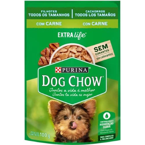 Ração Úmida Purina Dog Chow para Cães Filhotes sabor Carne - 100g