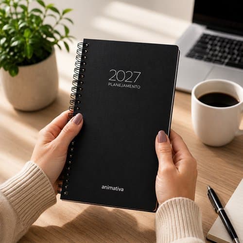 Agenda Anual Capa Dura Espiral 2027 Planejamento Organizador Pessoal Preto