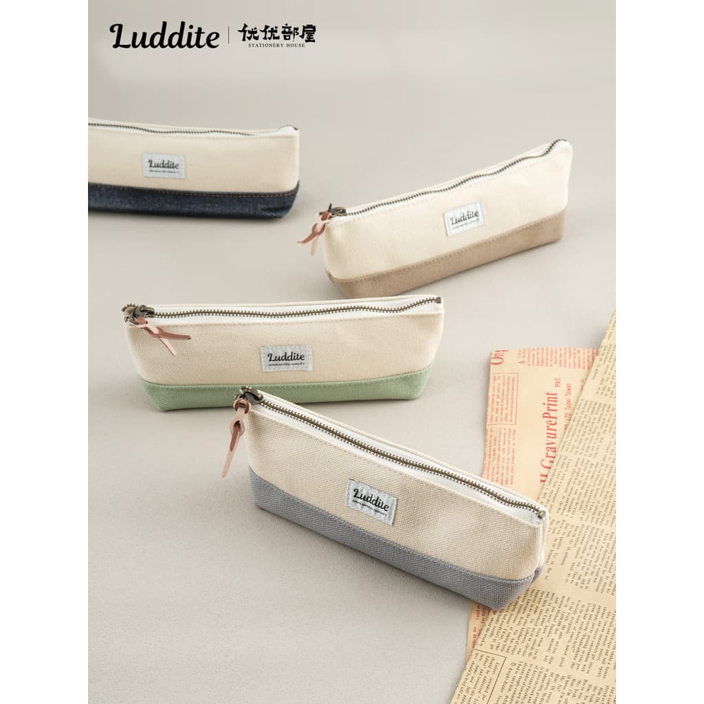 Japão Luddite em forma de barco lápis caso Metal YKK zíper contraste cor Design simples alça de lona Denim saco de armaz