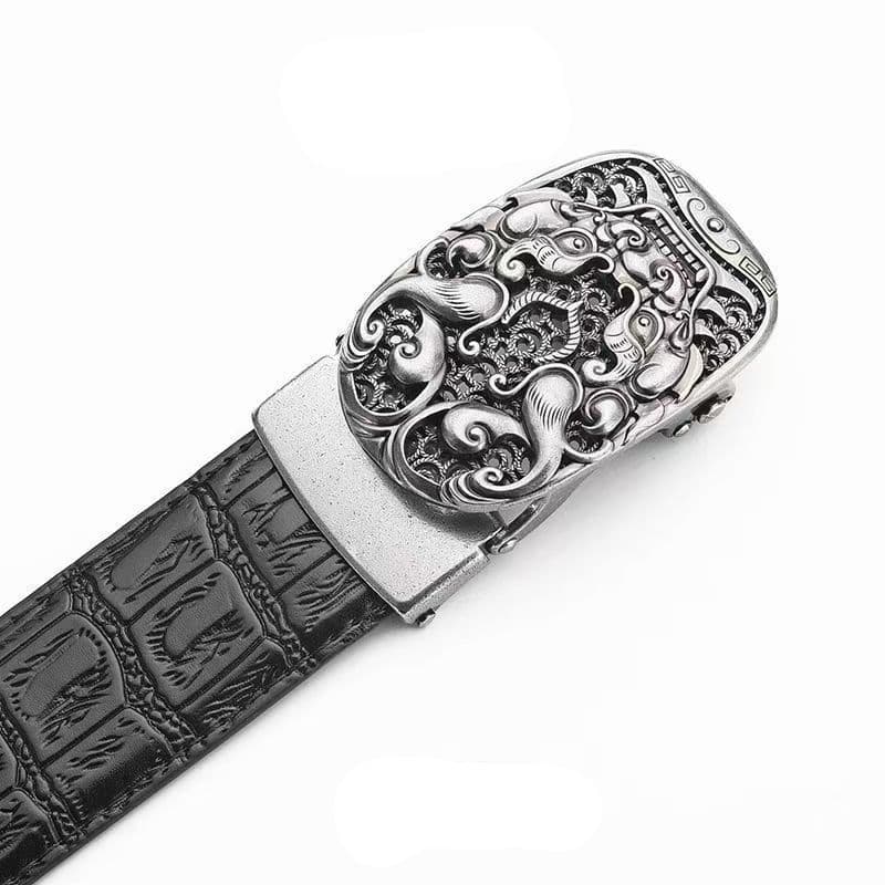 Cinto masculino retrô Pixiu cinto automático negócios Casual na moda cinto de couro macio calças cinto calças exclusivas