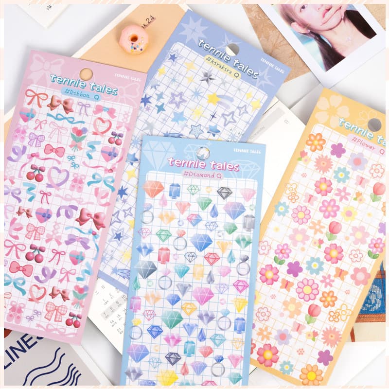 Fita de arco japonês notas de amor adesivos de papel japonês lindas gemas manual Photocard estilo básico Material decora