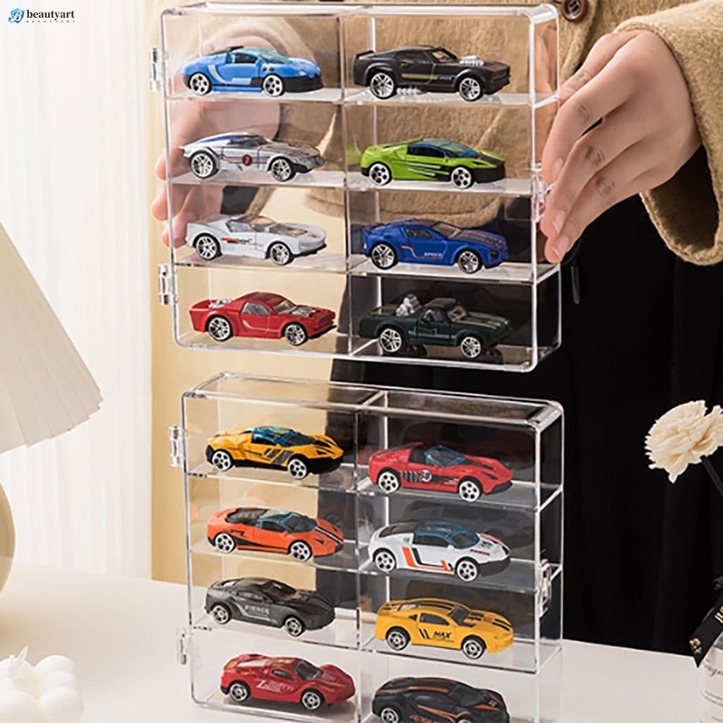 Caixa De Armazenamento De 8 Grades Para Brinquedos Automotivos