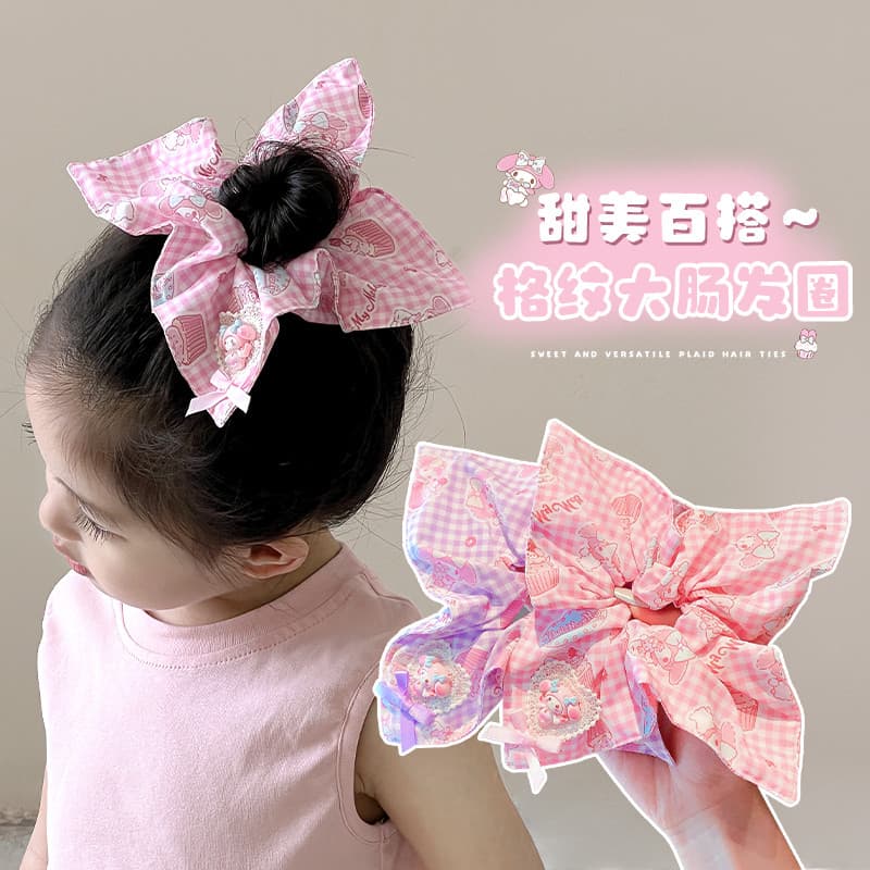 Melody laço de cabelo infantil meninas 2025 novo estilo lenço quadrado Scrunchy cocar menina faixa de borracha corda de