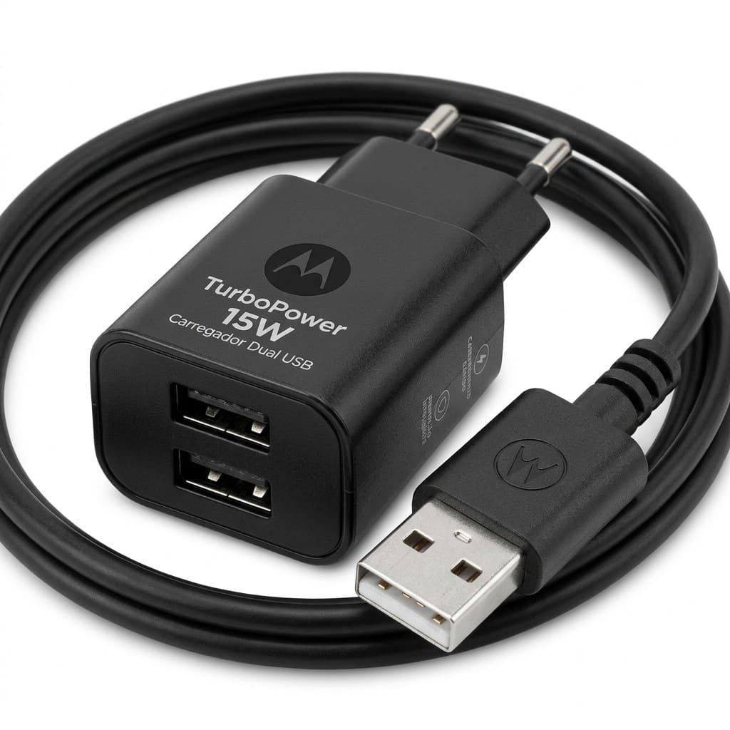 ✅ Carregador Turbo de 15W Potência total para recarregar seus dispositivos muito mais rápido  dois Usb.