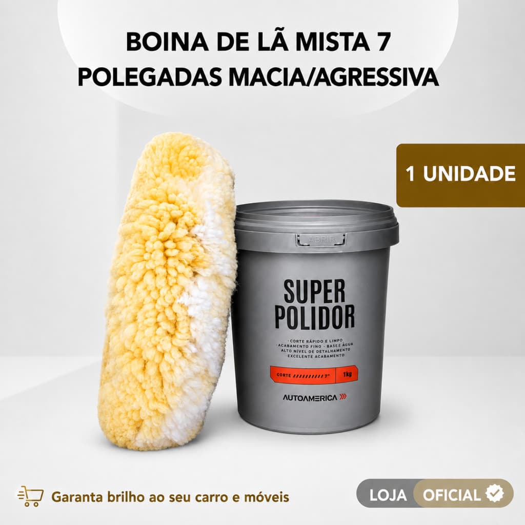 Kit de Massa de Polir + Boina de Lã 7 Polegadas