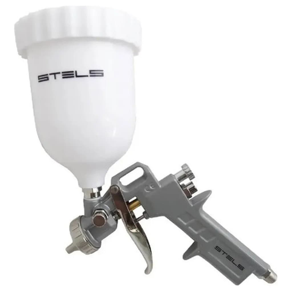 Pistola Pintura Pneumática STELS Tanque Alto Gravidade 600ml 127/220V Bicos 1.2 1.5 1.8mm Prateado 5731455