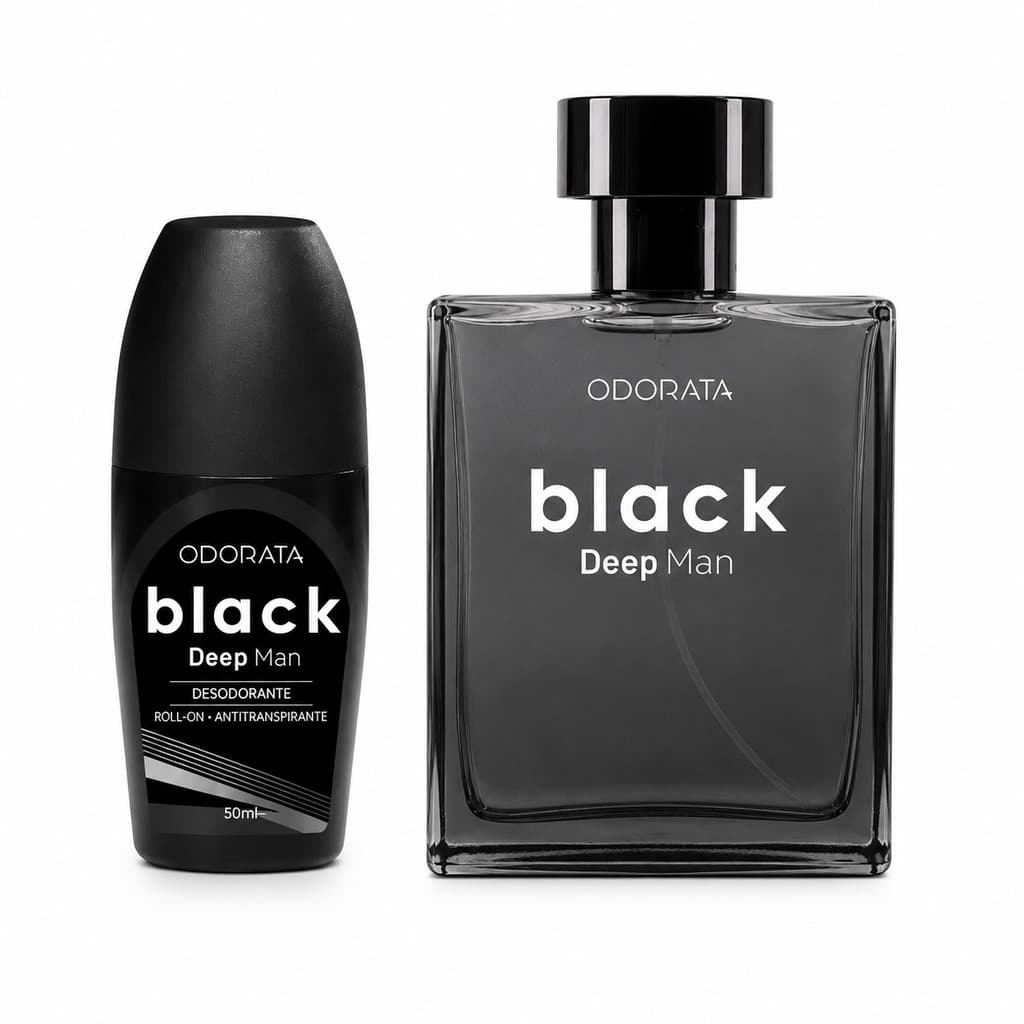 Kit Perfume E Desdorante Roll-on Black Deep Man Odorata Fragrância Masculina Intensa Moderna E Refinada