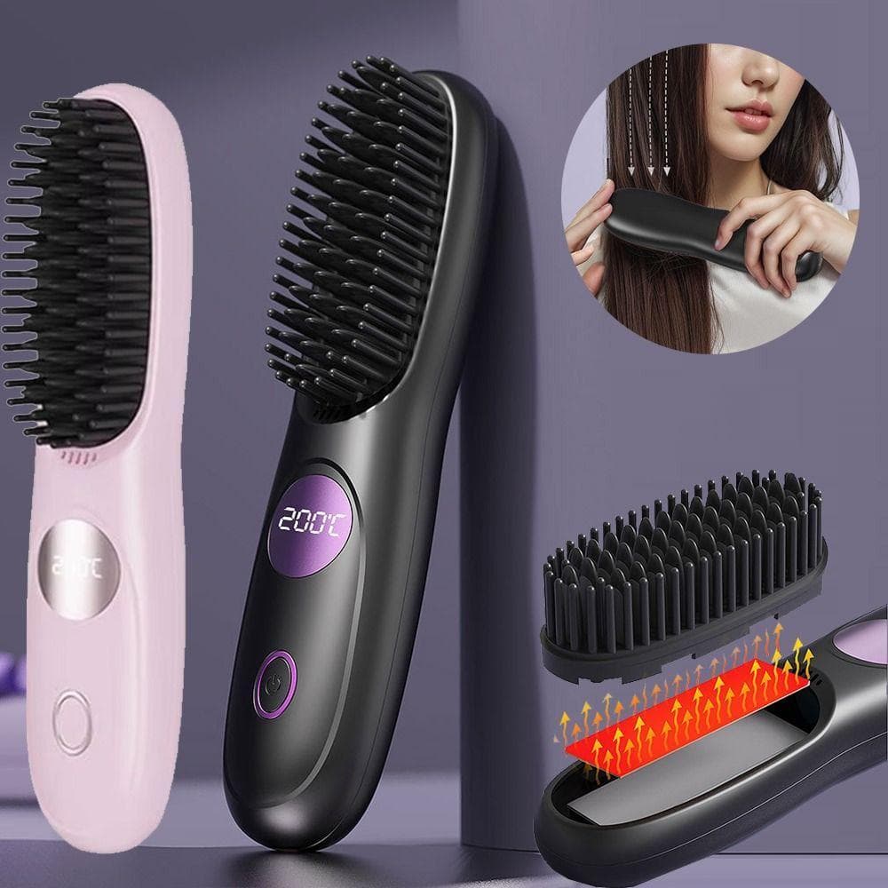 Alisador De Cabelo Portátil NEDFS , Escova Alisadora De Íon Negativo Com Temperatura Ajustável , USB Sem Fio