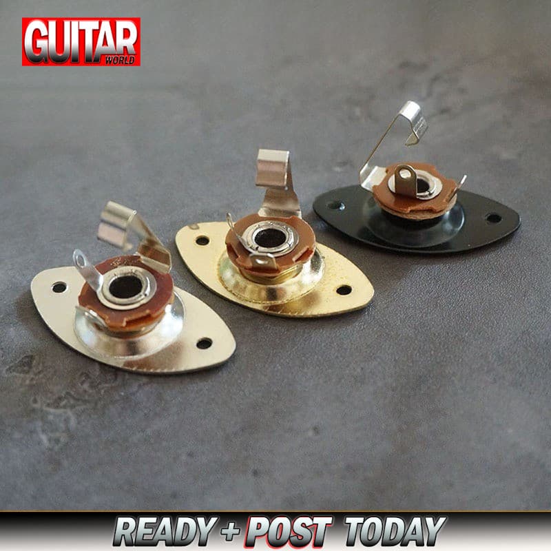 Captador De Guitarra Elétrica Oval 6.35mm Saída Jack Placa Tomada Para LP Acessórios