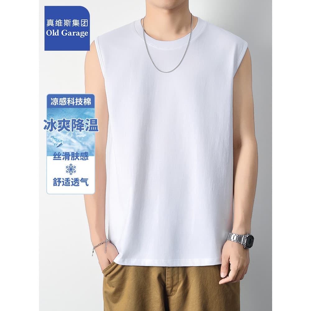 Zhenweisi grupo colete de algodão puro masculino verão colete exterior usar sem mangas camiseta Street wear solto esport