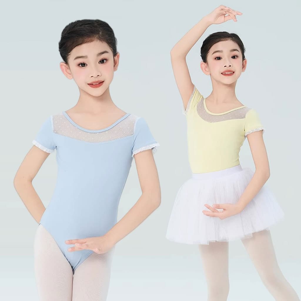 Terno de dança crianças mulheres verão de manga curta Ballet ginásio terno meninas novo estilo azul Bodysuit dança práti