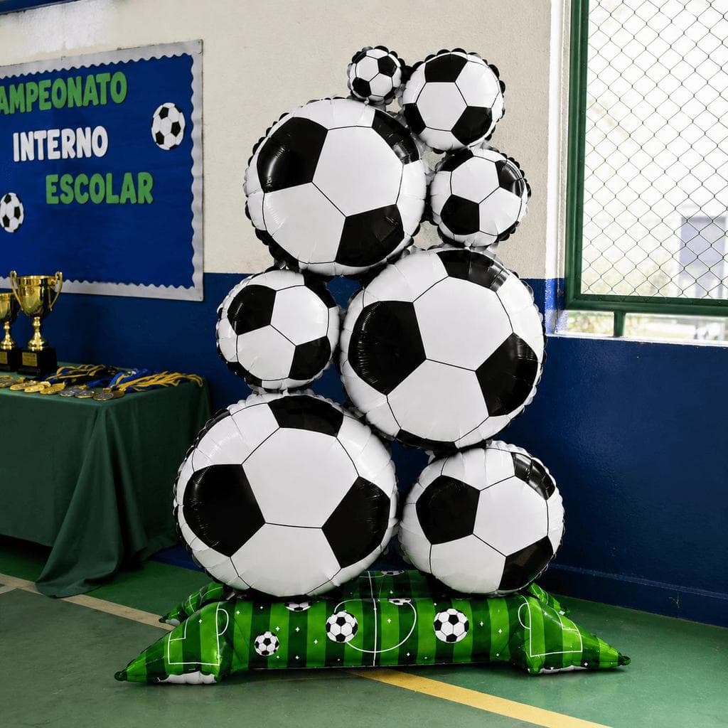 Balão Bola de Futebol Gigante 1,50m com Base Decoração Festa Campeonato Aniversário