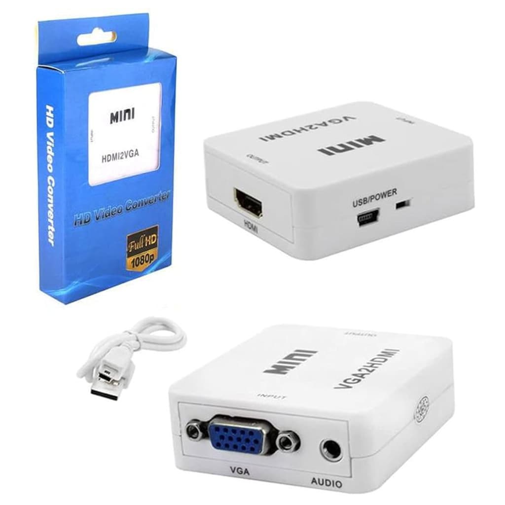 Mini Conversor HDMI para VGA Full HD 1080p Adaptador Vídeo Projetor Monitor PC Games HDMI2VGA
