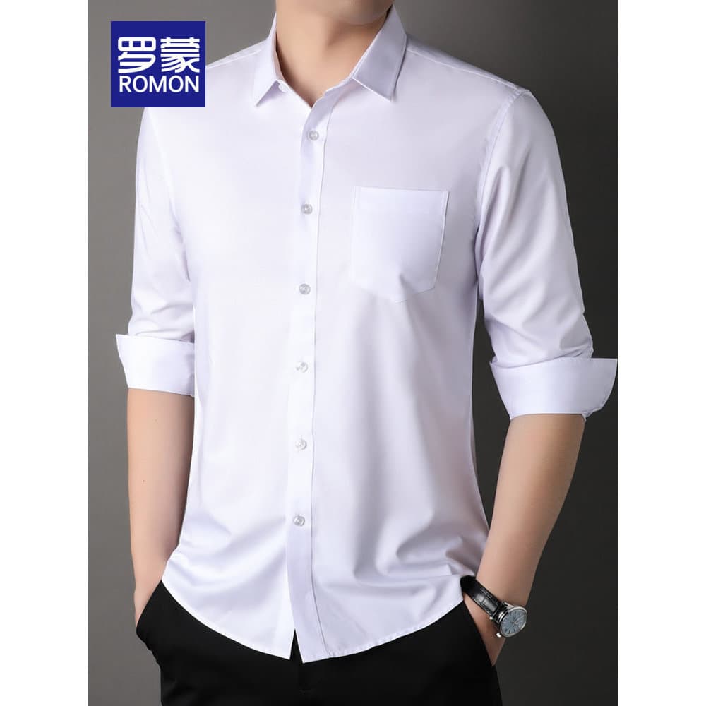 Romon camisa branca masculina de manga comprida negócios Formal Wear camisa de casamento primavera outono 2026 novo esti