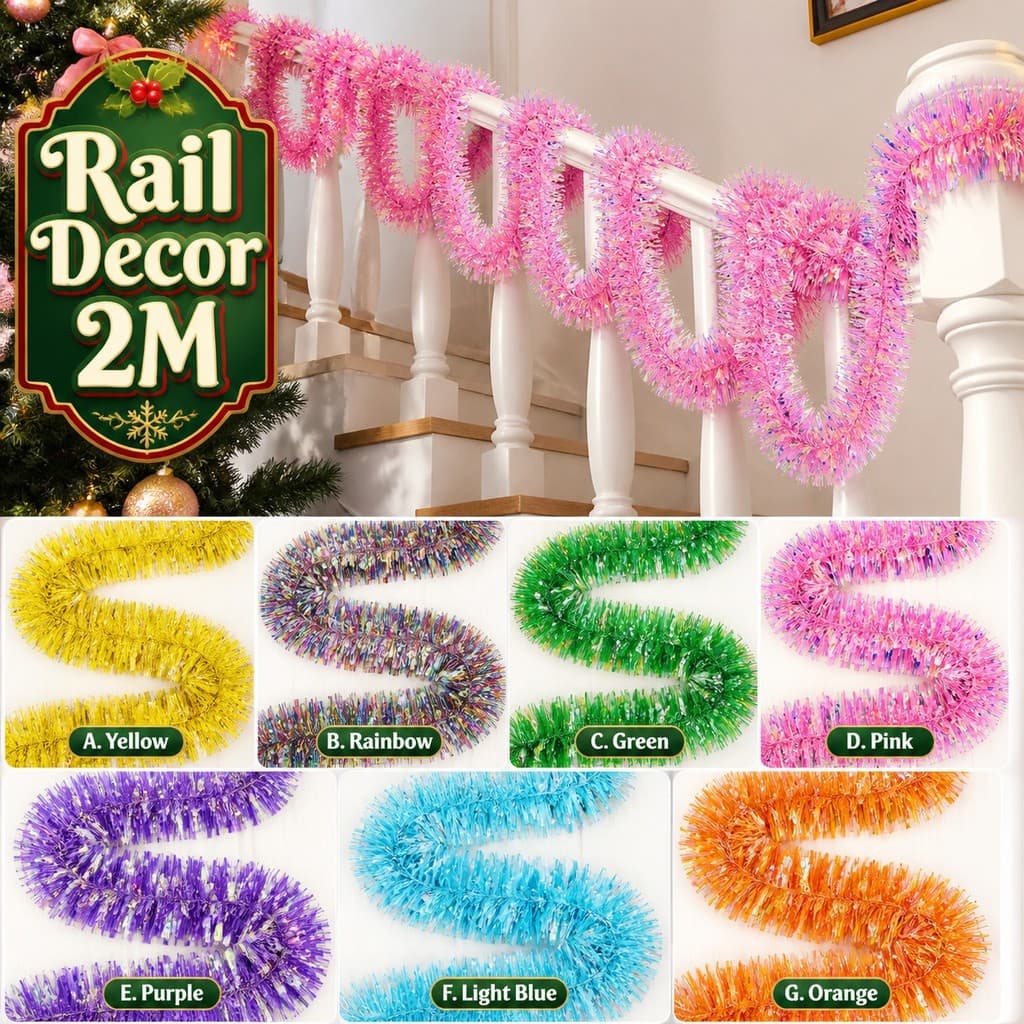 Guirlanda De Ouropel Metálico De Natal 2M Decoração De Quarto Colorida