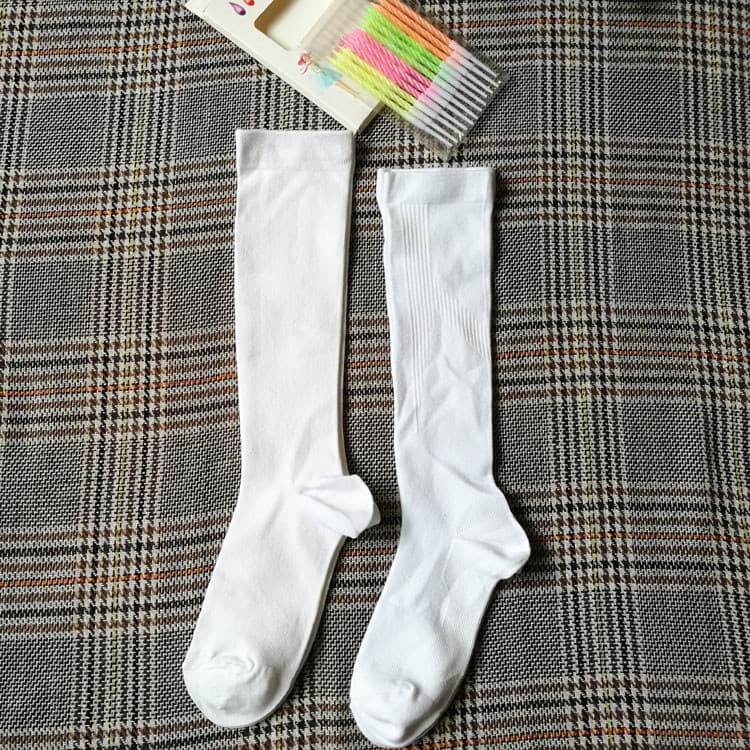 Meias de fogão de pressão femininas, meias de cano médio para panturrilha, algodão puro, japonês, branco, tubo alto, uni