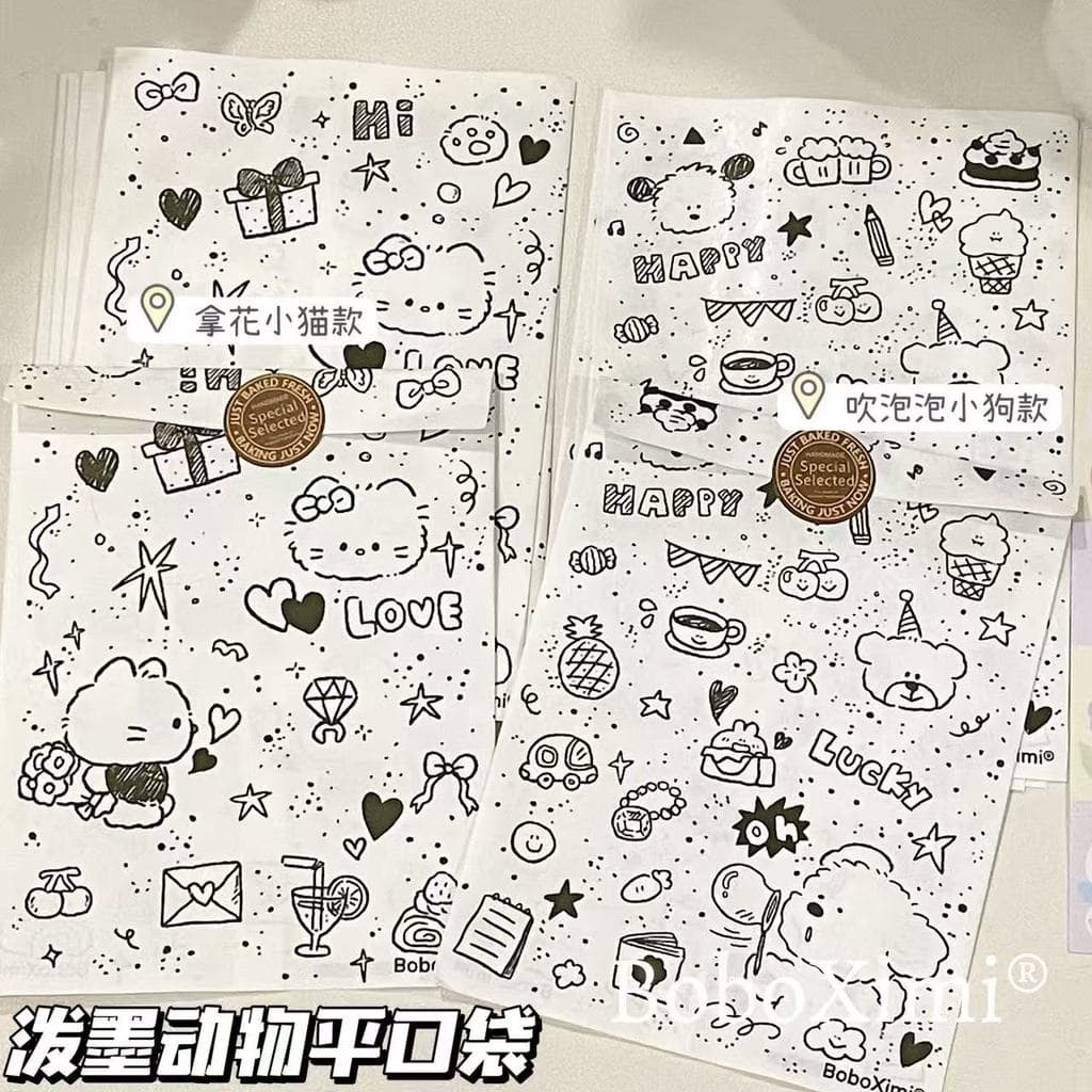 Saco de papel Animal de tinta respingo saco plano saco Ziplock saco de embalagem engrossado grande capacidade bonito Mat