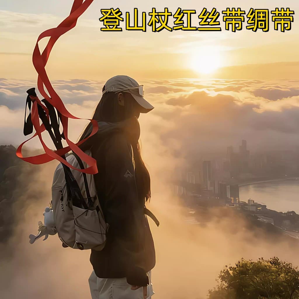 Pólo de Trekking fita vermelha fita vermelha decoração ao ar livre escalada atmosfera foto adereços