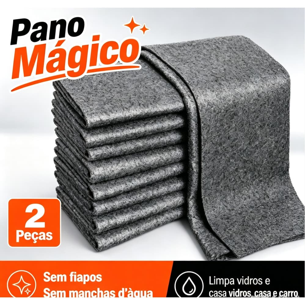 Toalhetes Mágicos de Microfibra 2 Peças - Pano de Limpeza Absorvente Sem Fiapos Multifuncional para Vidros Carros e Casa