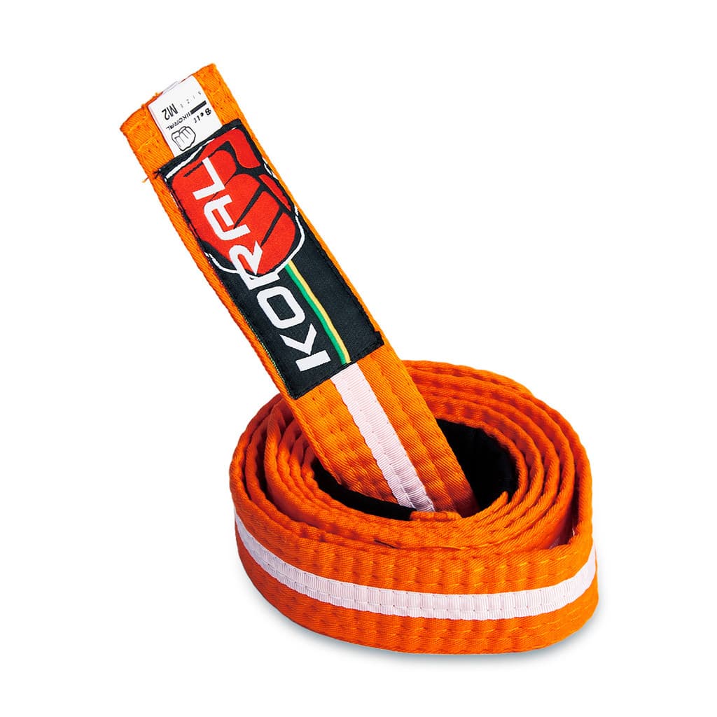 Faixa Jiu-Jitsu Laranja com Listra Branca Infantil Koral