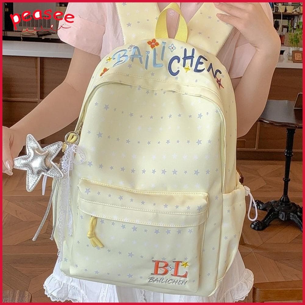 [PEASEE] Mochila Pequena Estrela , Bolsa Escolar Estilo Academia Coreana À Prova D'água , De Viagem De Choque