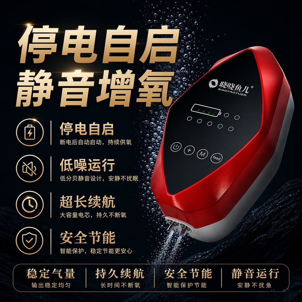 Xiaoyuer Bomba de oxigênio ultrassilenciosa AC DC para tanque de peixes Bomba de oxigênio de carregamento de alta potênc