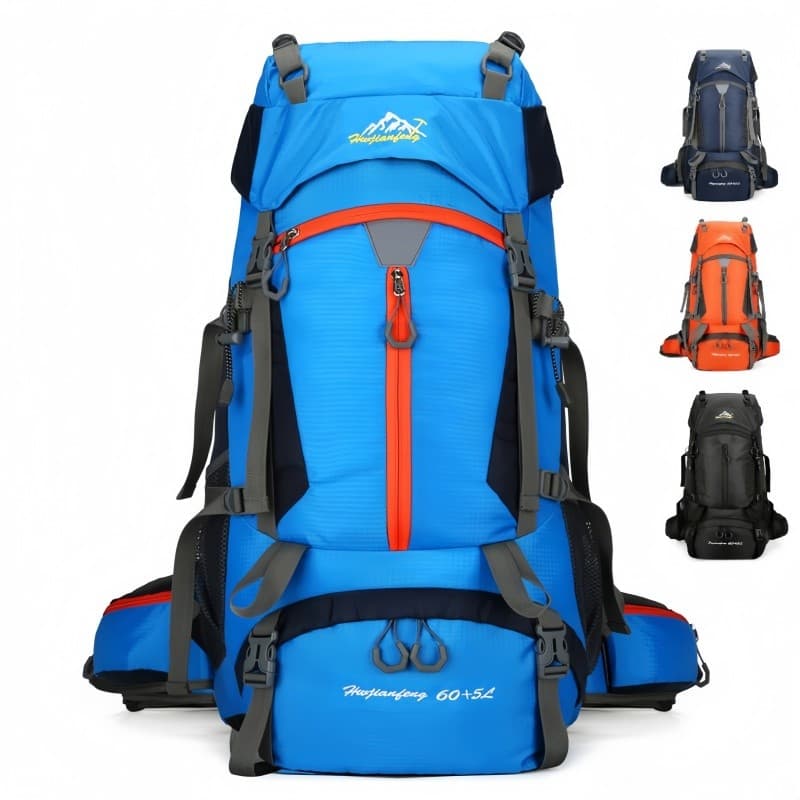 Mochila Trilha Camping Caminhada Trekking Cargueira Montanhismo Com Capa de Chuva Alpinismo 60+5L