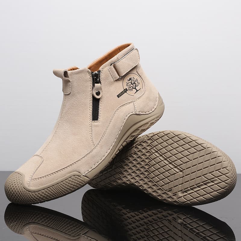 Martin botas masculinas 2026 inverno couro genuíno Retro lado zíper macacão ao ar livre antiderrapante Casual botas fosc