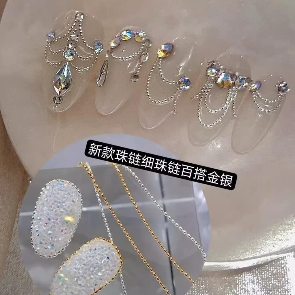 Corrente de Manicure japonesa gradiente grânulo corrente escovado novo estilo fosco flor contas gota de água fio-tingido