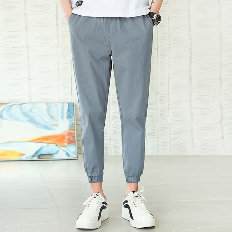 Calças de tornozelo masculinas verão estilo fino cinza Sweatpants calças casuais magro-ajuste tornozelo-Legging calças a