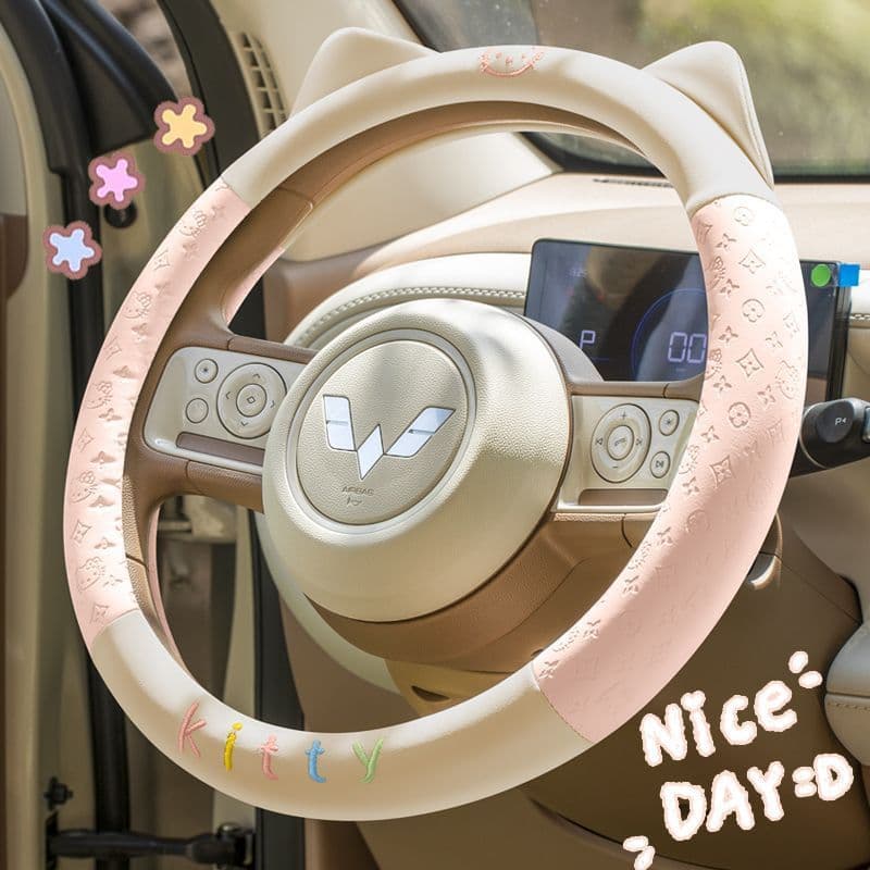 Novo quatro estações Universal capa de volante do carro Kitty dos desenhos animados bordado bonde Anti-deslizamento abso