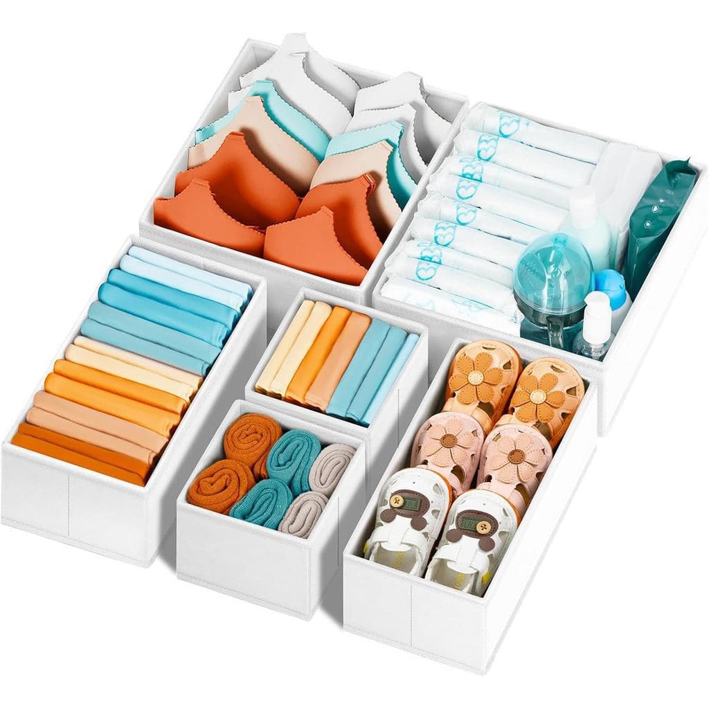 Pessoas que adoram o Organizador de Gavetas para Roupas Brancas 6-Pack - Caixas Organizadoras para Cômoda no Quarto - Or