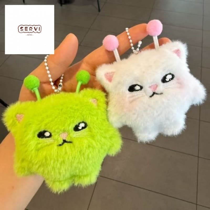 Boneca De Pelúcia Alienígena Verde Fofa-Brinquedo De Gatinho Super Macio Para Pingente De Bolsa Escolar