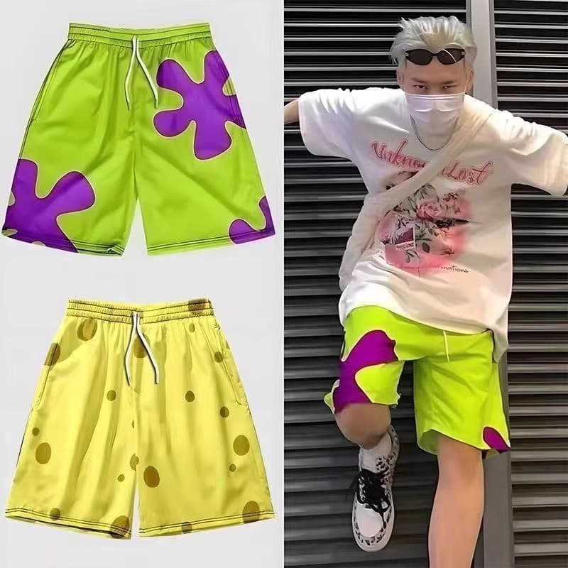 Shorts curtos masculinos verão novo estilo solto tamanho grande torta Daxing mesmo estilo férias à beira-mar estilo fino