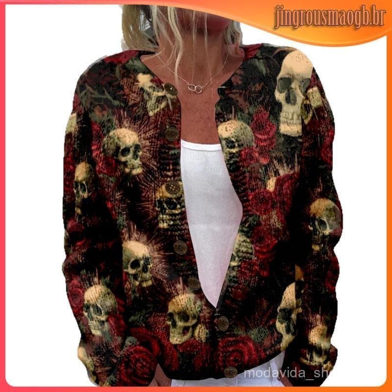 Macacão Feminino de Manga Longa com Estampa de Leopardo, Tendência Inspirada em Bloggers de Moda, Macacão Estampa de Tig