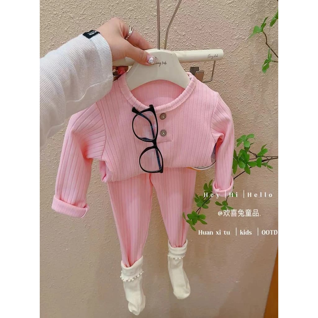 Conjunto de roupa interior térmica infantil versão coreana roupas 2026 outono novo estilo meninos meninas bebê Pit Strip