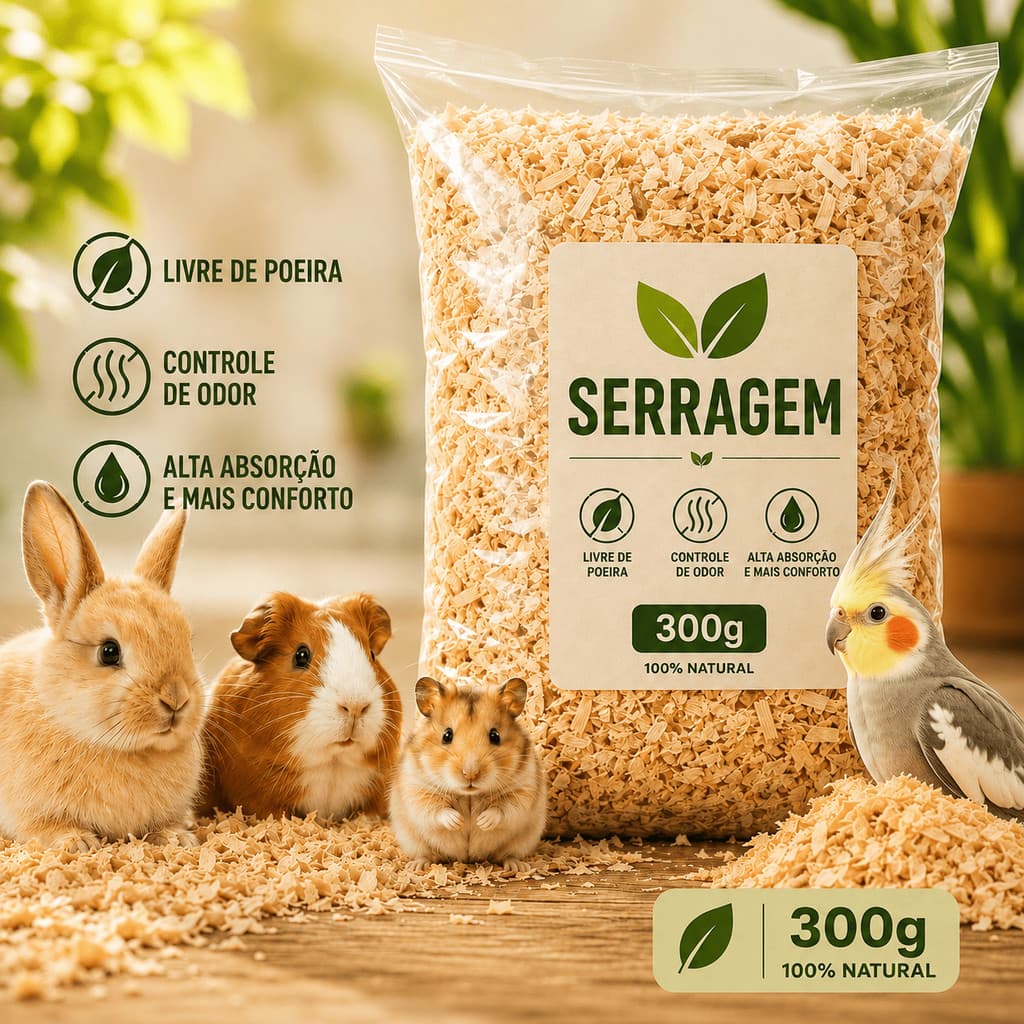 Maravalha Serragem Para Gaiola e Viveiro Para Hamster Coelho Passaros Agaporne Calopsita Periquitos 300 Gramas