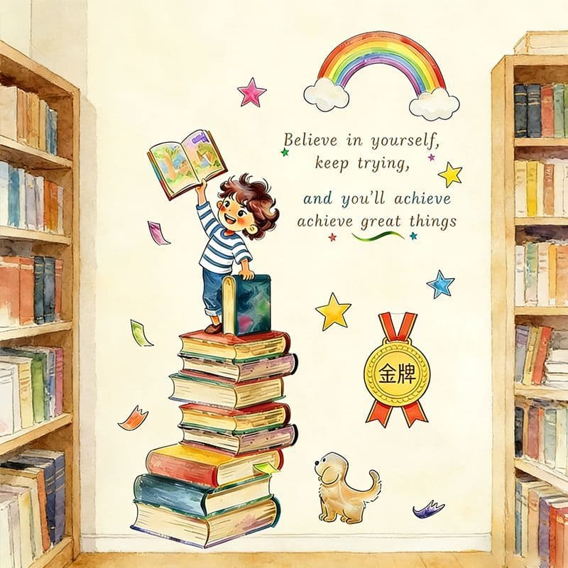 Novos adesivos de parede inspiradores criativos sala de aula parede Cultural quarto leitura atmosfera decoração de pared