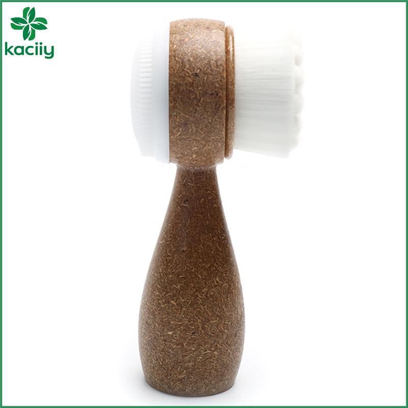 Escova De Limpeza Facial Com Cabo De Casca De Coco , Dupla Face , Limpador , Remoção De Cabeça De Poros , Esfoliante ,