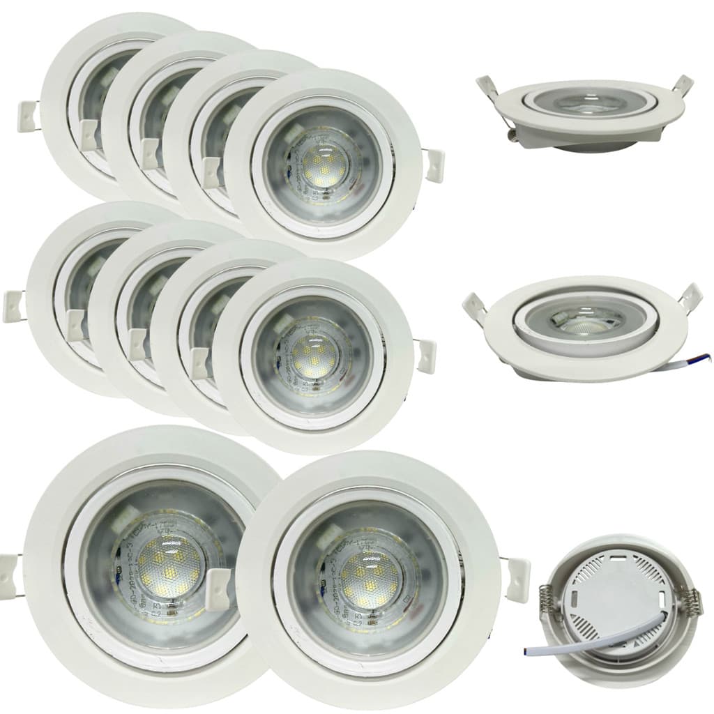 Kit 20 Spot Led Embutir Direcionável 9w Redondo 11x11cm Bivolt 110-220v Frio 6500K Teto Sanca