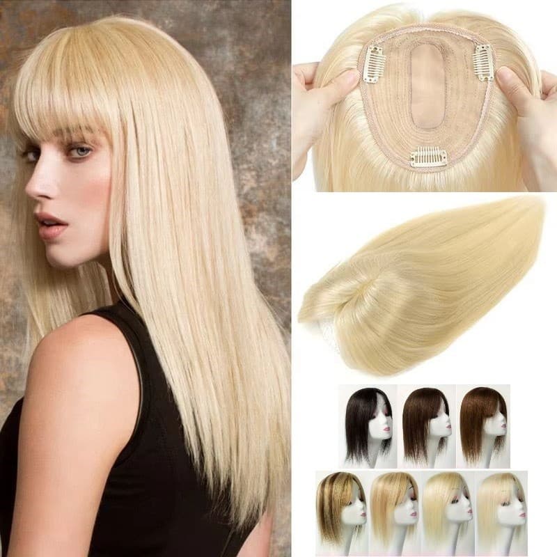 Artigo decorativo Topo Topper De Cabelo Humano Com Franja Grossa Para Queda Marrom/Londa 613 # , 25 Cm ~ 35