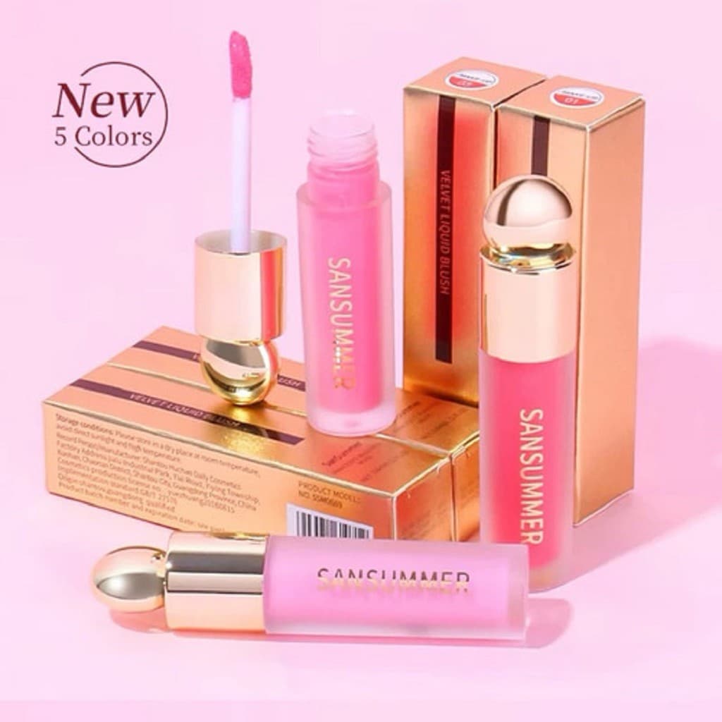 Blush Líquido De Alto Brilho De 5 Cores : Contorno E Multifuncional Para Lábios Rosto