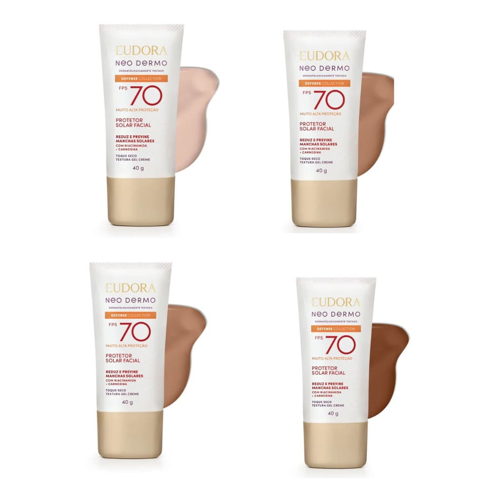 Protetor Solar Facial com Cor Eudora Neo Dermo FPS 70  40ml