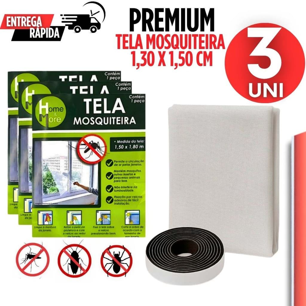 Tela de Mosquito Para Janela 1,3x1,5m com velcro Anti-inseto Mosquito Janela Autocolante Pernilongo