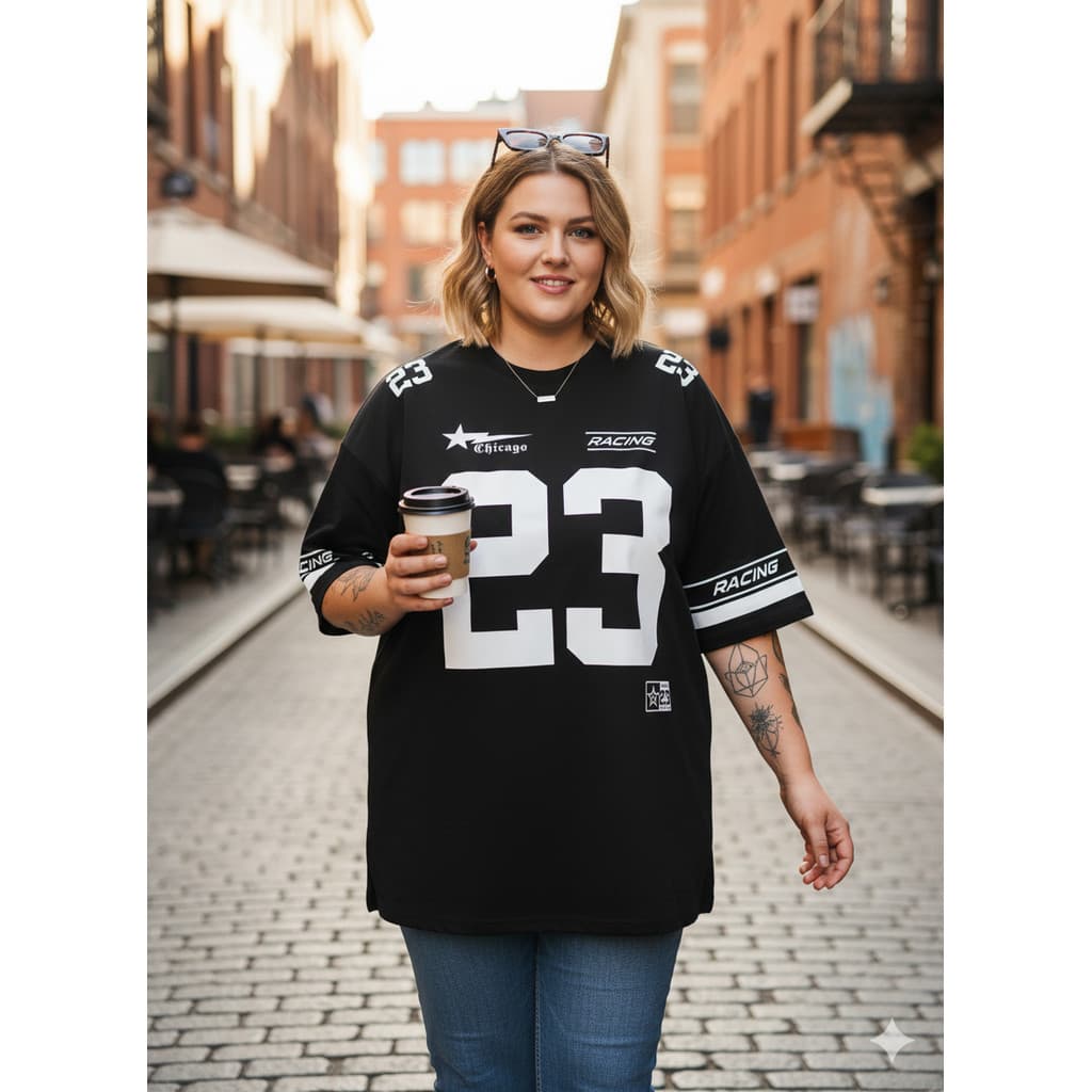 Tshirt Feminina Chicago 23 Estilosa Estampada Lançamento Camiseta 100% Algodão Camisetão Camisa Oversized Mikko Shopp