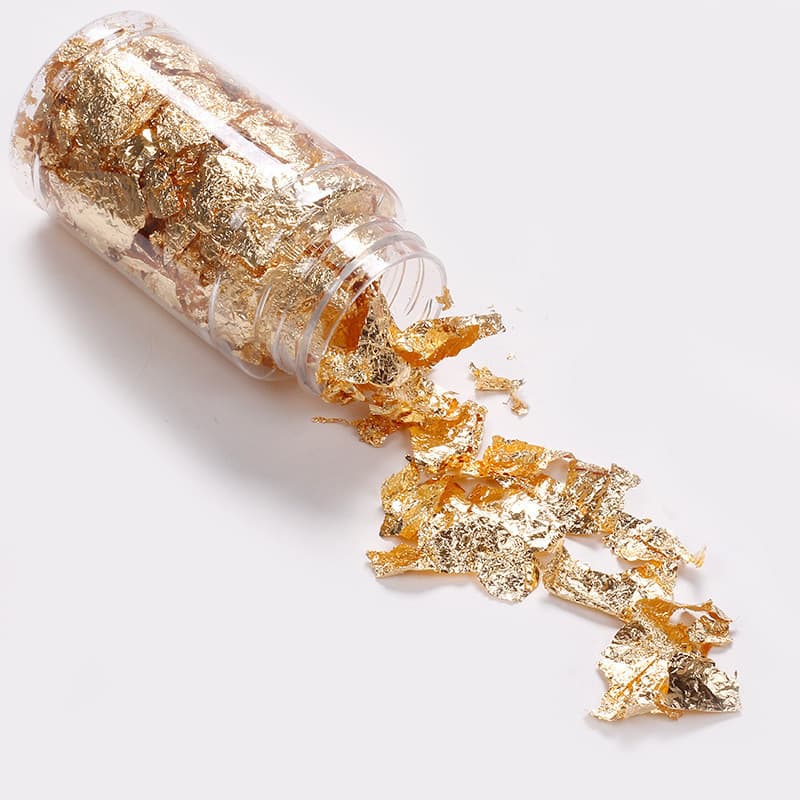 Acessórios de unha em folha de ouro, fragmentos de folha de ouro e prata, adesivos de decoração de garrafas