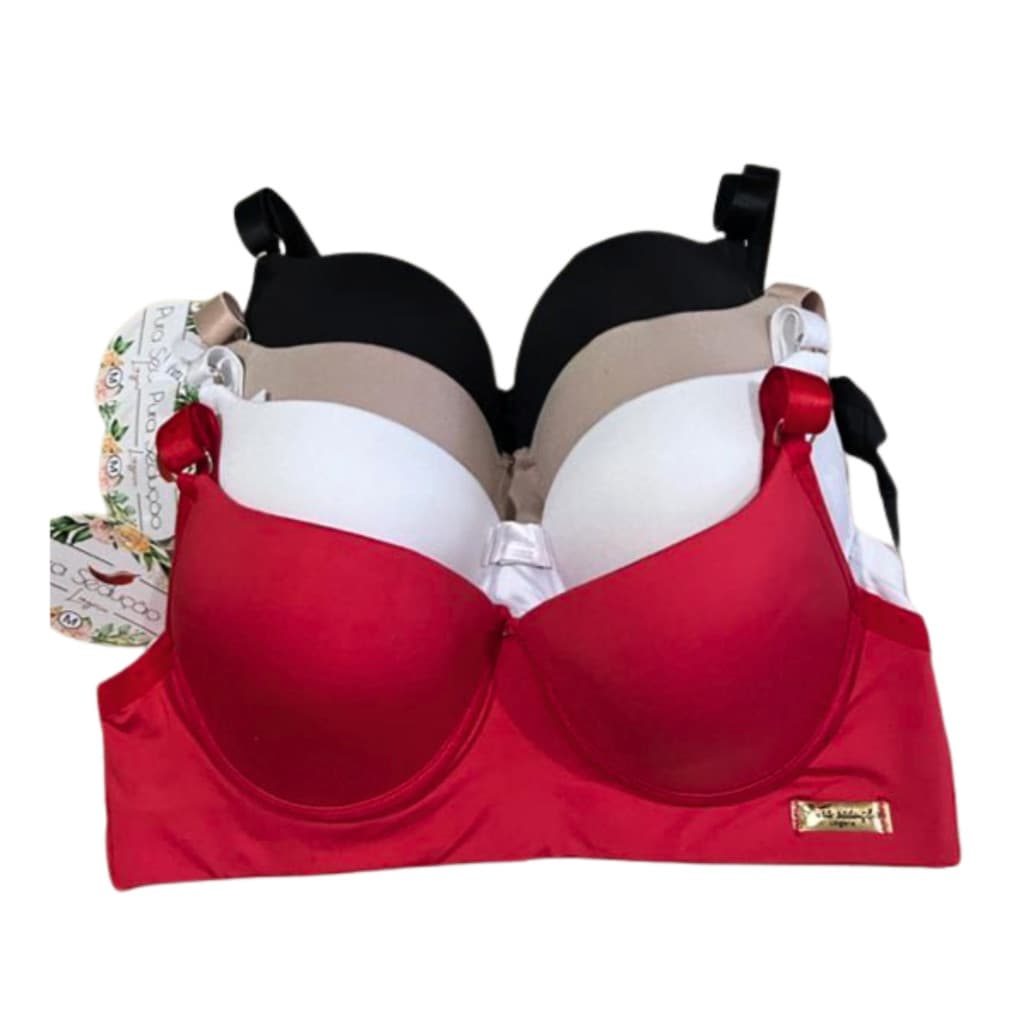 Kit C/4 Sutiã Básico Reforçado Com Bojo Do P Ao Gg Direto da Fábrica Promoção